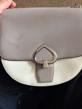 kate spade Two-Tone Gray and Cream Heart-Front Crossbody